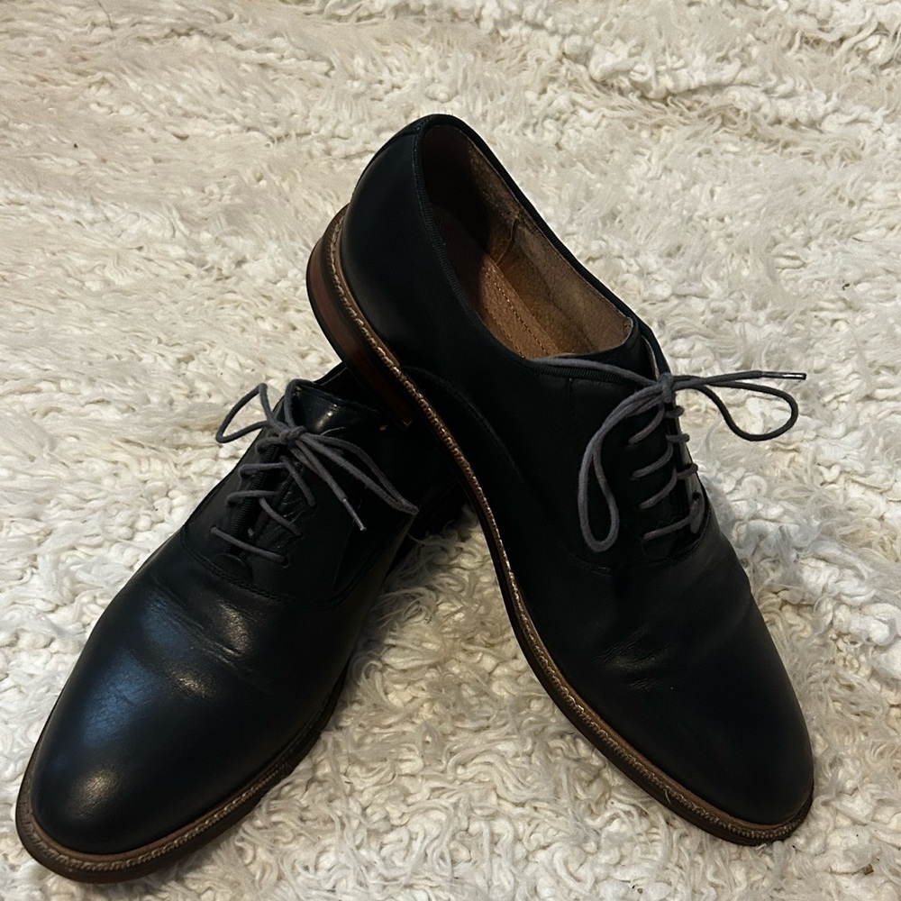 50%offw❤️ Aston Grey Black Leather Lace Up Oxford Shoes Grenasien 10.5 EUC